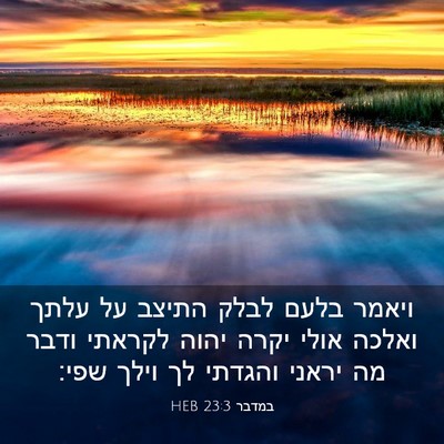 Picture 03 - במדבר 23:3 HEB - ויאמר בלעם לבלק התיצב על - Bible Verse Picture