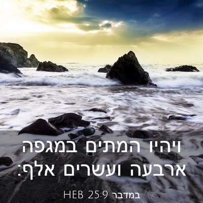 Picture 03 - במדבר 25:9 HEB - ויהיו המתים במגפה ארבעה - Bible Verse Picture