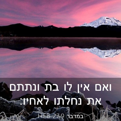 Picture 03 - במדבר 27:9 HEB - ואם אין לו בת ונתתם את - Bible Verse Picture