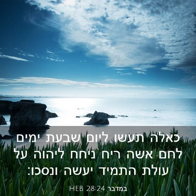 Picture 03 - במדבר 28:24 HEB - כאלה תעשו ליום שבעת ימים - Bible Verse Picture