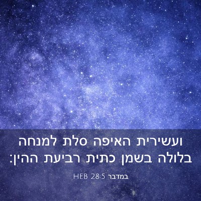 Picture 03 - במדבר 28:5 HEB - ועשירית האיפה סלת למנחה - Bible Verse Picture