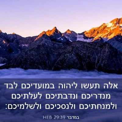 Picture 03 - במדבר 29:39 HEB - אלה תעשו ליהוה במועדיכם - Bible Verse Picture