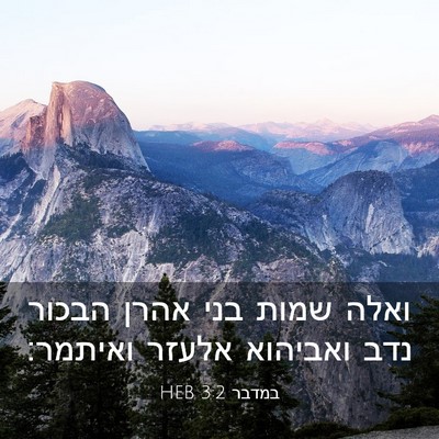 Picture 03 - במדבר 3:2 HEB - ואלה שמות בני אהרן הבכור - Bible Verse Picture