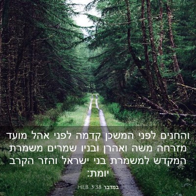 Picture 03 - במדבר 3:38 HEB - והחנים לפני המשכן קדמה - Bible Verse Picture