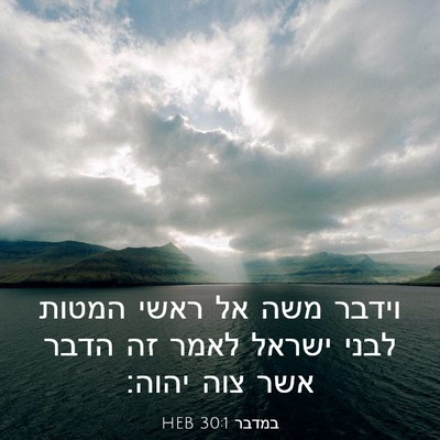 Picture 03 - במדבר 30:1 HEB - וידבר משה אל ראשי המטות - Bible Verse Picture
