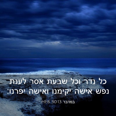 Picture 03 - במדבר 30:13 HEB - כל נדר וכל שבעת אסר לענת - Bible Verse Picture