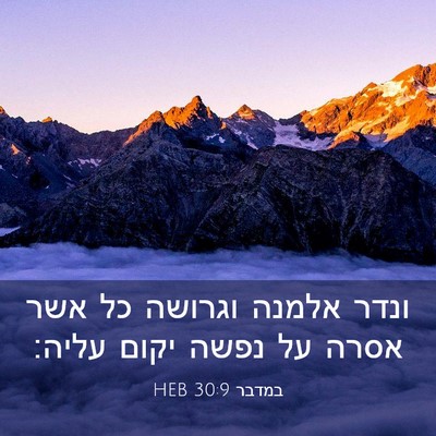 Picture 03 - במדבר 30:9 HEB - ונדר אלמנה וגרושה כל אשר - Bible Verse Picture