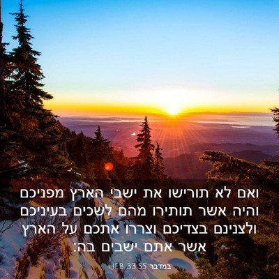 Picture 03 - במדבר 33:55 HEB - ואם לא תורישו את ישבי הארץ - Bible Verse Picture