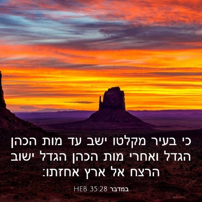 Picture 03 - במדבר 35:28 HEB - כי בעיר מקלטו ישב עד מות - Bible Verse Picture