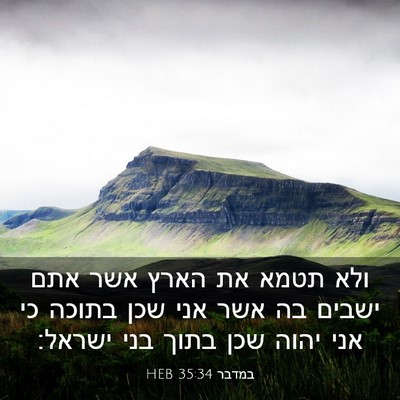 Picture 03 - במדבר 35:34 HEB - ולא תטמא את הארץ אשר אתם - Bible Verse Picture