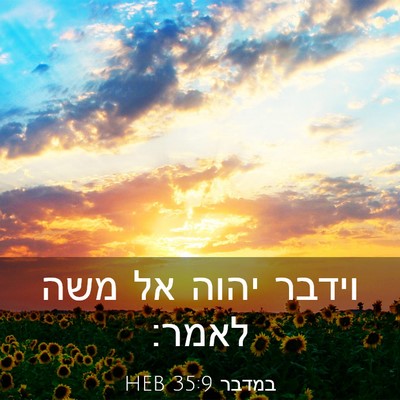 Picture 03 - במדבר 35:9 HEB - וידבר יהוה אל משה - Bible Verse Picture