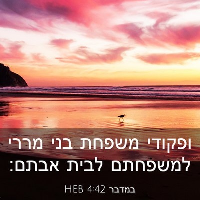 Picture 03 - במדבר 4:42 HEB - ופקודי משפחת בני מררי - Bible Verse Picture