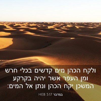 Picture 03 - במדבר 5:17 HEB - ולקח הכהן מים קדשים בכלי - Bible Verse Picture