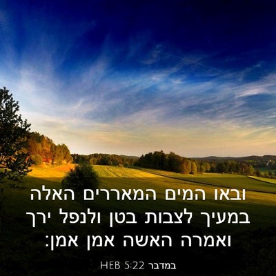 Picture 03 - במדבר 5:22 HEB - ובאו המים המאררים האלה - Bible Verse Picture