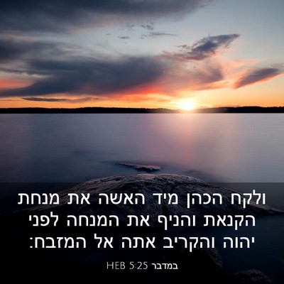Picture 03 - במדבר 5:25 HEB - ולקח הכהן מיד האשה את מנחת - Bible Verse Picture