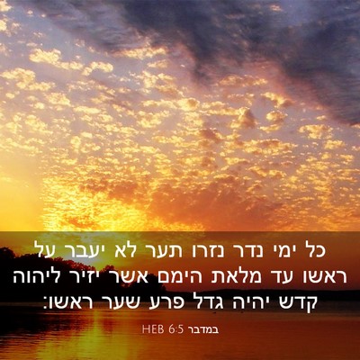 Picture 03 - במדבר 6:5 HEB - כל ימי נדר נזרו תער לא יעבר - Bible Verse Picture