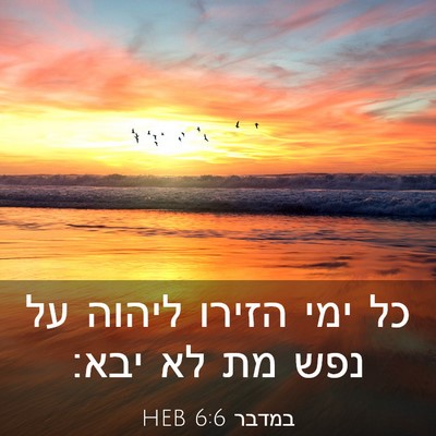 Picture 03 - במדבר 6:6 HEB - כל ימי הזירו ליהוה על נפש - Bible Verse Picture