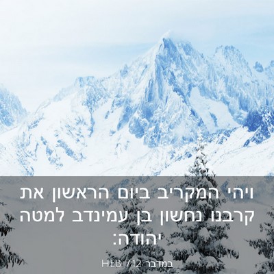 Picture 03 - במדבר 7:12 HEB - ויהי המקריב ביום הראשון את - Bible Verse Picture