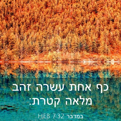 Picture 03 - במדבר 7:32 HEB - כף אחת עשרה זהב מלאה - Bible Verse Picture