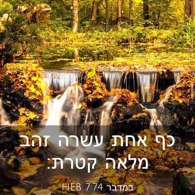 Picture 03 - במדבר 7:74 HEB - כף אחת עשרה זהב מלאה - Bible Verse Picture