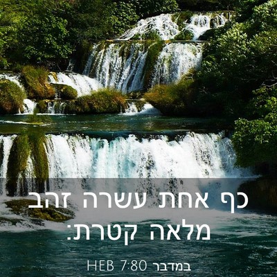 Picture 03 - במדבר 7:80 HEB - כף אחת עשרה זהב מלאה - Bible Verse Picture