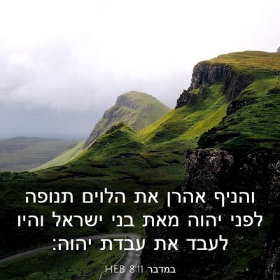 Picture 03 - במדבר 8:11 HEB - והניף אהרן את הלוים תנופה - Bible Verse Picture