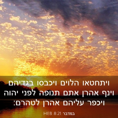 Picture 03 - במדבר 8:21 HEB - ויתחטאו הלוים ויכבסו - Bible Verse Picture