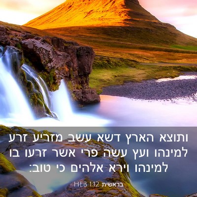 Picture 03 - בראשית 1:12 HEB - ותוצא הארץ דשא עשב מזריע - Bible Verse Picture