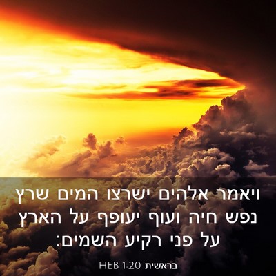 Picture 03 - בראשית 1:20 HEB - ויאמר אלהים ישרצו המים שרץ - Bible Verse Picture