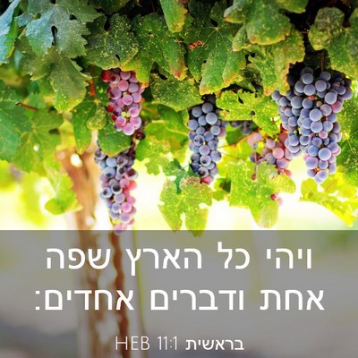 Picture 03 - בראשית 11:1 HEB - ויהי כל הארץ שפה אחת ודברים - Bible Verse Picture