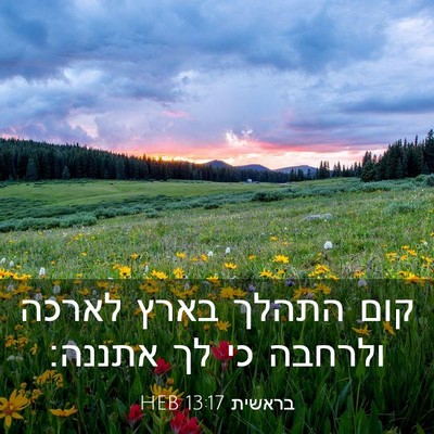 Picture 03 - בראשית 13:17 HEB - קום התהלך בארץ לארכה - Bible Verse Picture