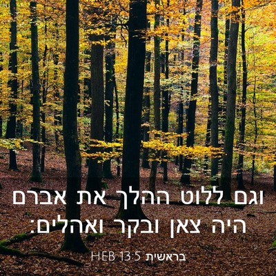 Picture 03 - בראשית 13:5 HEB - וגם ללוט ההלך את אברם היה - Bible Verse Picture