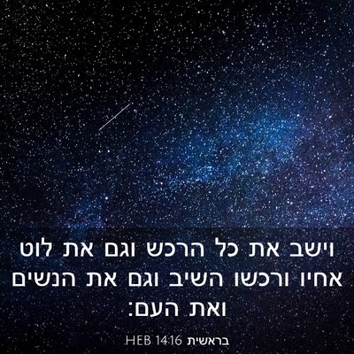 Picture 03 - בראשית 14:16 HEB - וישב את כל הרכש וגם את לוט - Bible Verse Picture