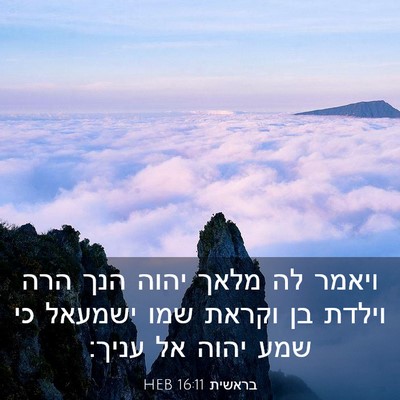 Picture 03 - בראשית 16:11 HEB - ויאמר לה מלאך יהוה הנך הרה - Bible Verse Picture