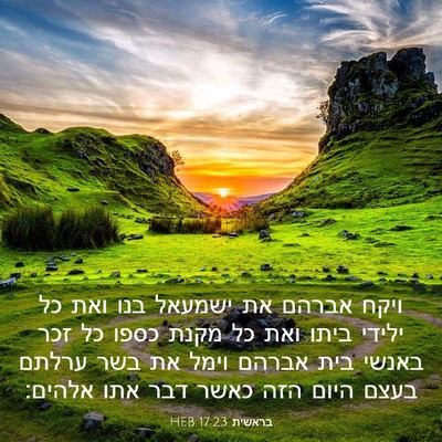 Picture 03 - בראשית 17:23 HEB - ויקח אברהם את ישמעאל בנו - Bible Verse Picture