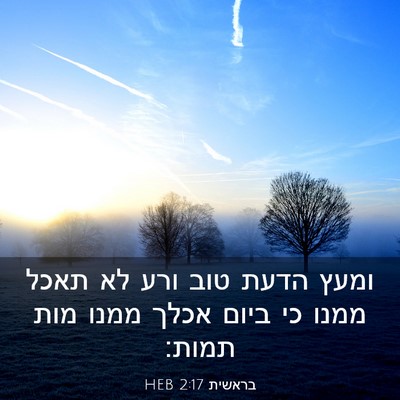 Picture 03 - בראשית 2:17 HEB - ומעץ הדעת טוב ורע לא תאכל - Bible Verse Picture
