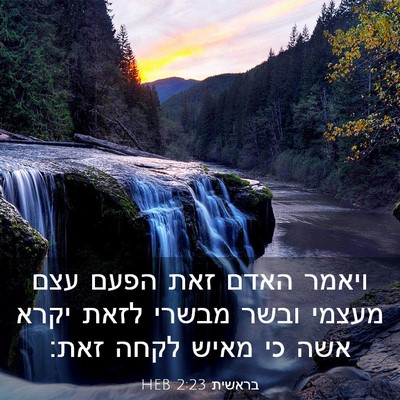 Picture 03 - בראשית 2:23 HEB - ויאמר האדם זאת הפעם עצם - Bible Verse Picture