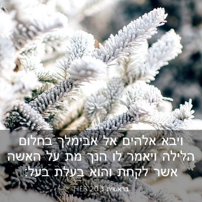 Picture 03 - בראשית 20:3 HEB - ויבא אלהים אל אבימלך בחלום - Bible Verse Picture