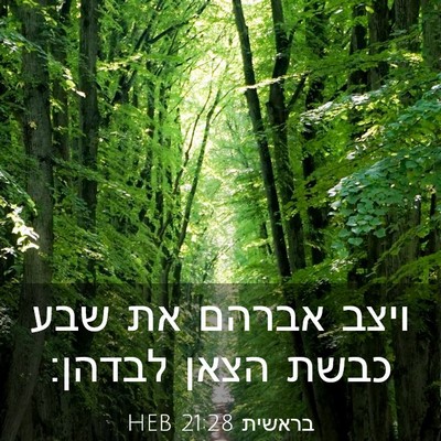 Picture 03 - בראשית 21:28 HEB - ויצב אברהם את שבע כבשת הצאן - Bible Verse Picture