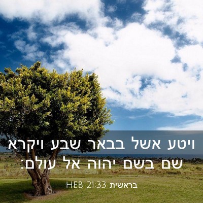 Picture 03 - בראשית 21:33 HEB - ויטע אשל בבאר שבע ויקרא שם - Bible Verse Picture