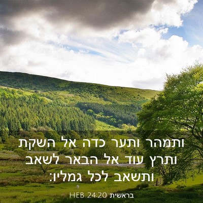 Picture 03 - בראשית 24:20 HEB - ותמהר ותער כדה אל השקת ותרץ - Bible Verse Picture