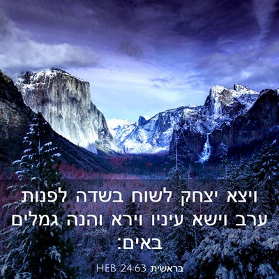 Picture 03 - בראשית 24:63 HEB - ויצא יצחק לשוח בשדה לפנות - Bible Verse Picture