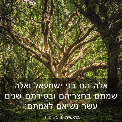 Picture 03 - בראשית 25:16 HEB - אלה הם בני ישמעאל ואלה שמתם - Bible Verse Picture