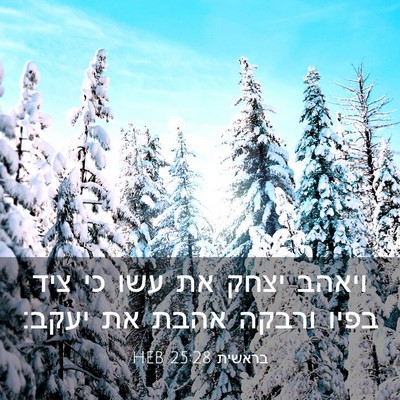 Picture 03 - בראשית 25:28 HEB - ויאהב יצחק את עשו כי ציד - Bible Verse Picture