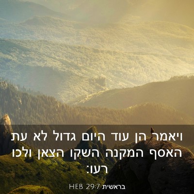 Picture 03 - בראשית 29:7 HEB - ויאמר הן עוד היום גדול לא - Bible Verse Picture