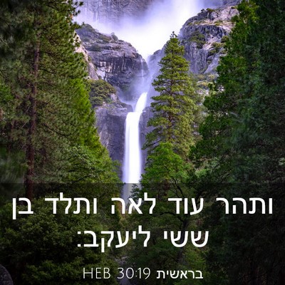 Picture 03 - בראשית 30:19 HEB - ותהר עוד לאה ותלד בן ששי - Bible Verse Picture