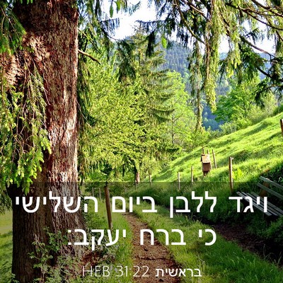 Picture 03 - בראשית 31:22 HEB - ויגד ללבן ביום השלישי כי - Bible Verse Picture