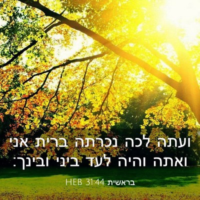 Picture 03 - בראשית 31:44 HEB - ועתה לכה נכרתה ברית אני - Bible Verse Picture