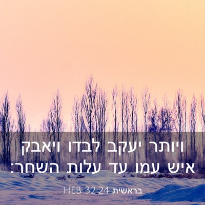 Picture 03 - בראשית 32:24 HEB - ויותר יעקב לבדו ויאבק איש - Bible Verse Picture