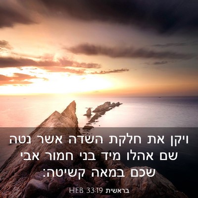 Picture 03 - בראשית 33:19 HEB - ויקן את חלקת השדה אשר נטה - Bible Verse Picture
